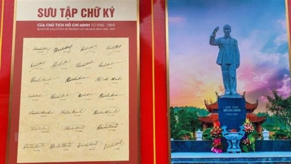 Bút tích của Chủ tịch Hồ Chí Minh trưng bày tại triển lãm