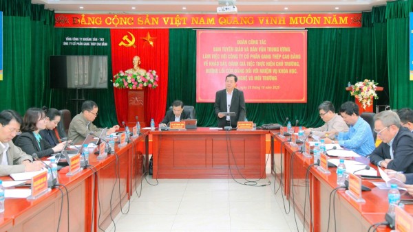Đoàn công tác Ban Tuyên giáo và Dân vận Trung ương khảo sát,  đánh giá việc thực hiện chủ trương, đường lối của Đảng đối với  nhiệm vụ khoa học, công nghệ và môi trường tại Công ty cổ phần Gang thép Cao Bằng