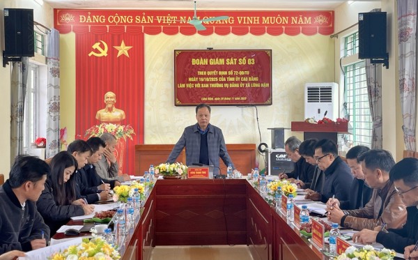 Đoàn giám sát Tỉnh ủy làm việc tại xã Lũng Nặm và Thông Nông