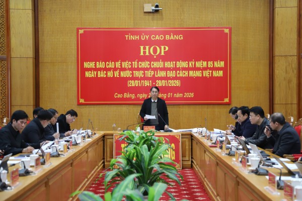 Họp nghe báo cáo về việc tổ chức chuỗi hoạt động Kỷ niệm 85 năm Ngày Bác Hồ về nước trực tiếp lãnh đạo cách mạng Việt Nam