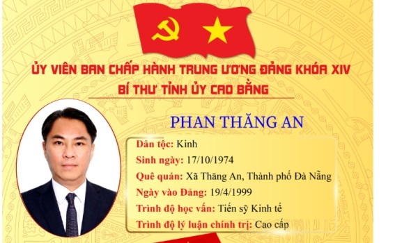 Đồng chí Phan Thăng An, Bí thư Tỉnh ủy Cao Bằng trúng cử Ủy viên Ban Chấp hành Trung ương Đảng khóa XIV