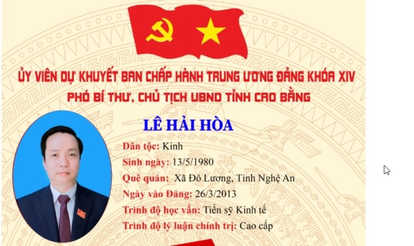 Đồng chí Lê Hải Hòa, Phó Bí thư Tỉnh ủy, Chủ tịch UBND tỉnh Cao Bằng trúng cử Ủy viên Dự khuyết Ban Chấp hành Trung ương Đảng khóa XIV