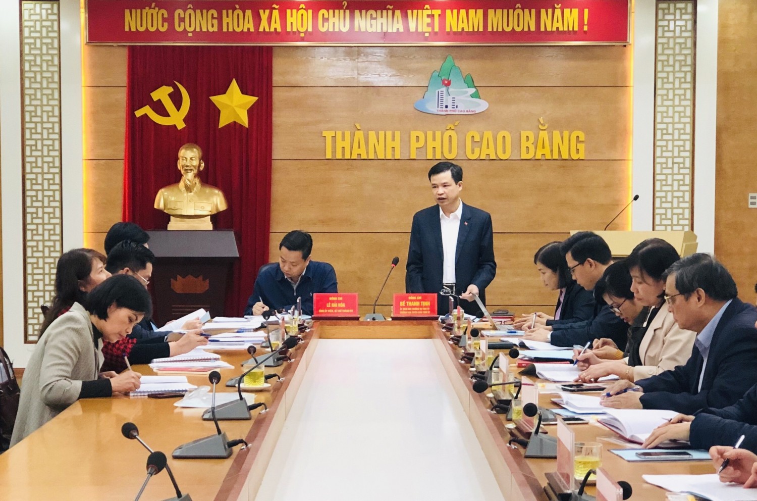 Đ/c Bế Thanh Tịnh, Uỷ viên Ban Thường vụ, Trưởng Ban Tuyên giáo Tỉnh uỷ Cao Bằng phát biểu chỉ đạo.