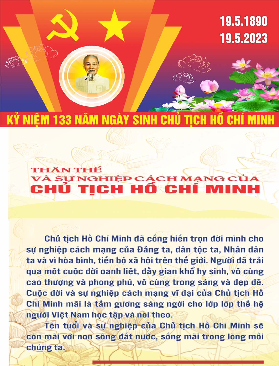 Infographic: Kỷ niệm 133 năm Ngày sinh Chủ tịch Hồ Chí Minh (19/5/1890 - 19/5/2023)