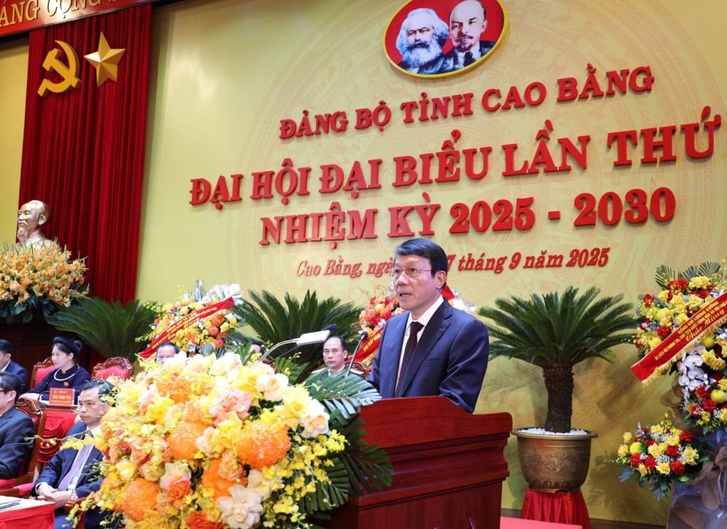 Đại tướng Lương Tam Quang, Ủy viên Bộ Chính trị, Bộ trưởng Bộ Công an phát biểu chỉ đạo Đại hội.