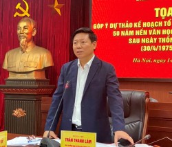 Đồng chí  Trần Thanh Lâm, Phó trưởng Ban Tuyên giáo Trung ương phát biểu tại Tọa đàm.