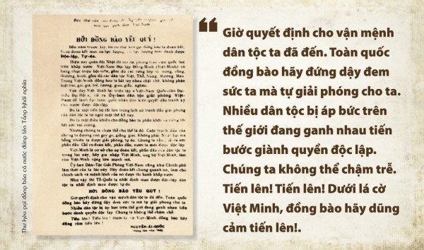 Ngày 18/8/1945, Chủ tịch Hồ Chí Minh gửi thư kêu gọi đồng bào cả nước đứng lên Tổng khởi nghĩa
