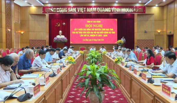 Hội nghị lấy ý kiến các đồng chí nguyên lãnh đạo tỉnh vào Dự thảo văn kiện Đại hội đại biểu Đảng bộ tỉnh lần thứ XX, nhiệm kỳ 2025 - 2030