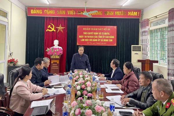 Đoàn giám sát của Tỉnh ủy làm việc tại xã Nguyên Bình và Minh Tâm về công tác lãnh đạo, triển khai nghị quyết đại hội đảng bộ cấp cơ sở