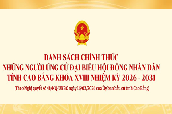 [Infographic] Danh sách chính thức những người ứng cử đại biểu Hội đồng nhân dân tỉnh Cao Bằng khoá XVIII nhiệm kỳ 2026 – 2031.