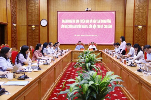 Đoàn công tác của Ban Tuyên giáo và Dân vận Trung ương làm việc với Ban Tuyên giáo và Dân vận Tỉnh ủy