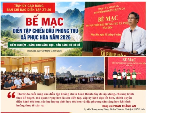 4 nhiệm vụ trọng tâm sau diễn tập chiến đấu phòng thủ xã Phục Hòa năm 2026
